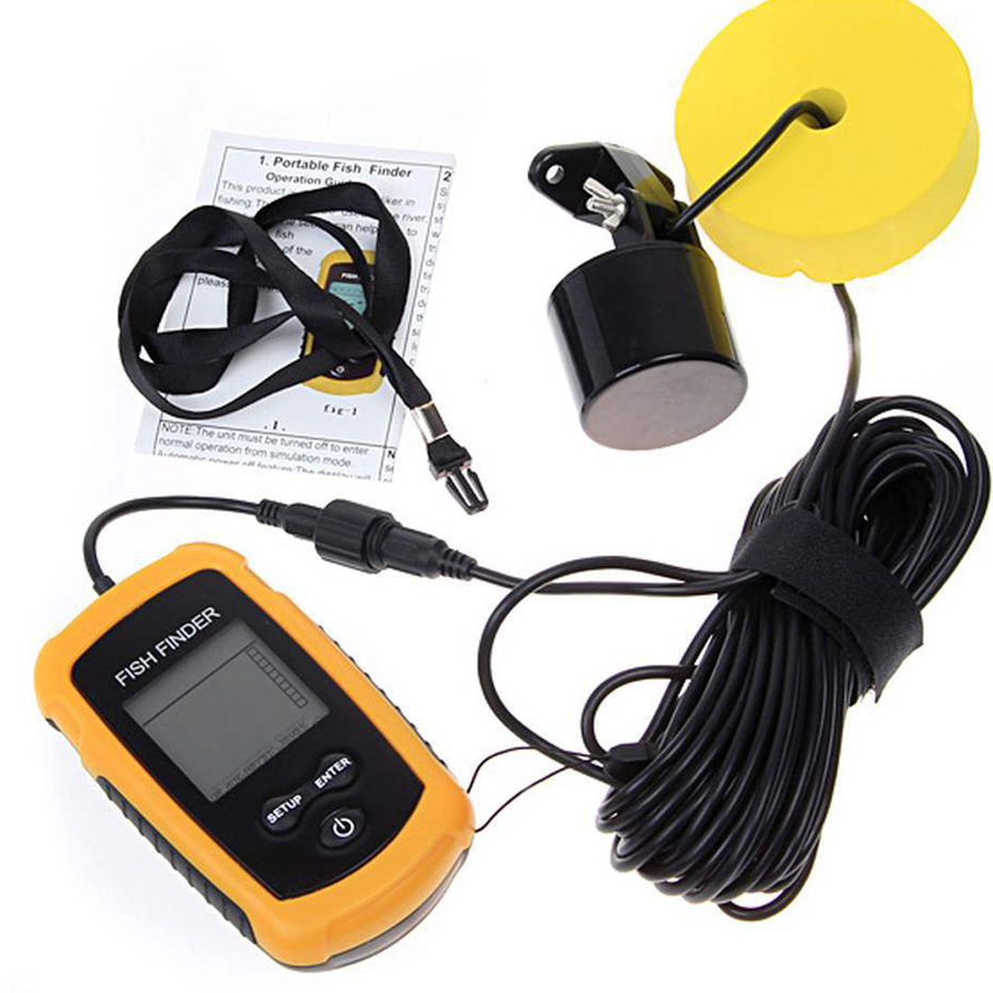 Alarm 100M Portable Sonar Fish - огляд і ціна Fishing Boat Depth Finder