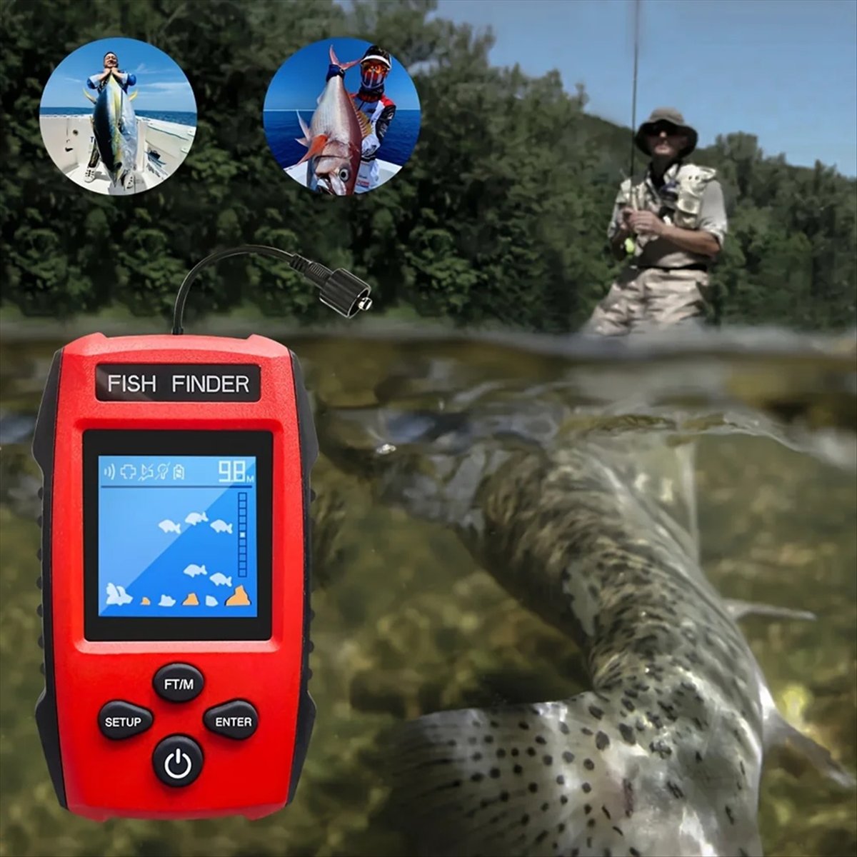 Color LCD Fish Finder Wired So - огляд і ціна Fishing Boat Depth Finder